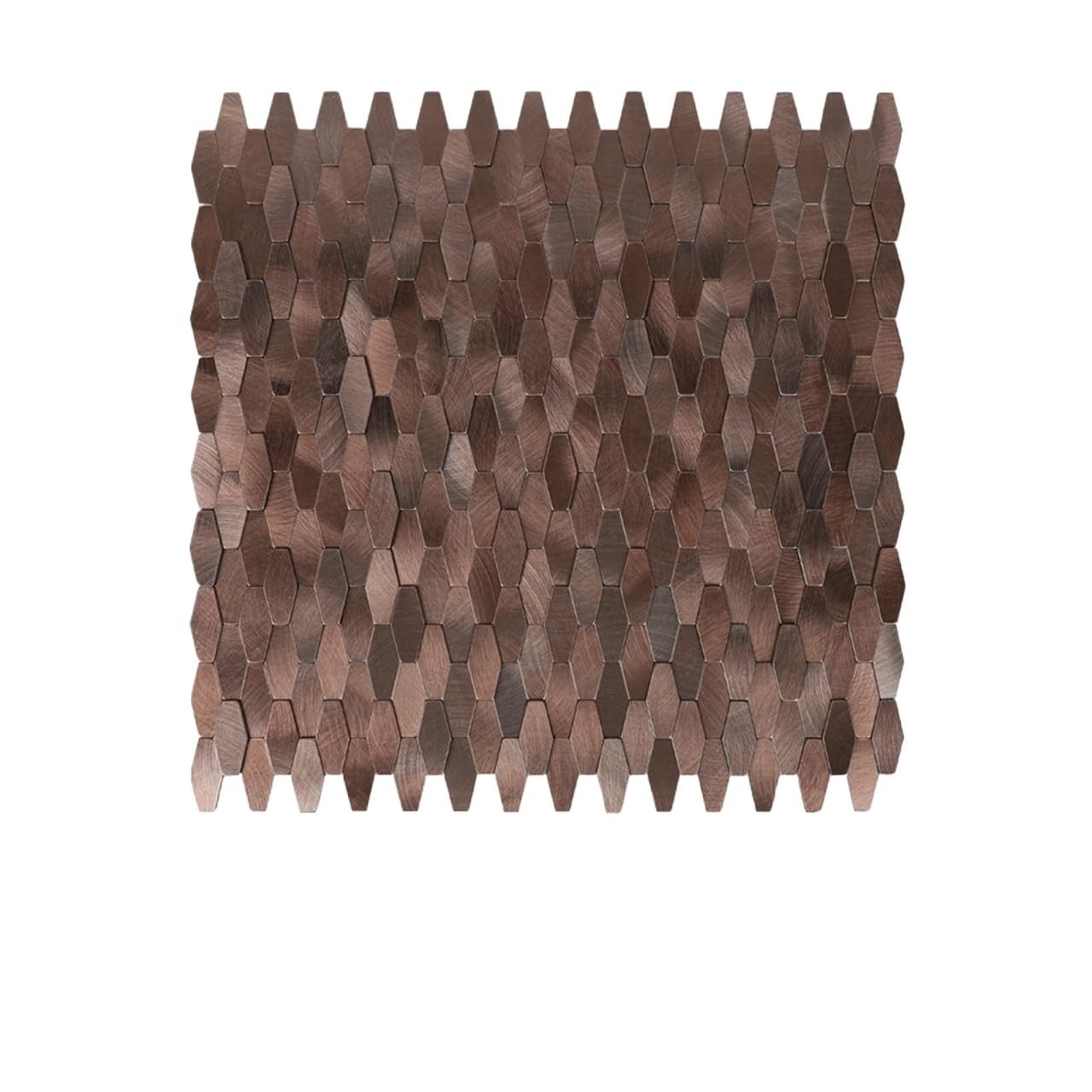 Metal splashback 3D Diamond Self-Adhesive Mosaic Wall Stickers, Aluminum Composite Panel Background Tiles for Living Room and Bar Counter(Brown)