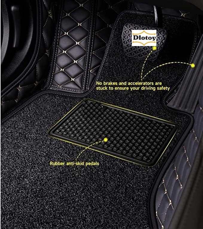 Image of 7D Car Mat for Maruti Suzuki S-Cross Model (2018-2024) | 7D Premium Faux Leather II Luxury Mat II 7 Layer Protection | Custom Fitted Car Floor Tray Mats| Complete Set of 3 Pieces | Black and Beige