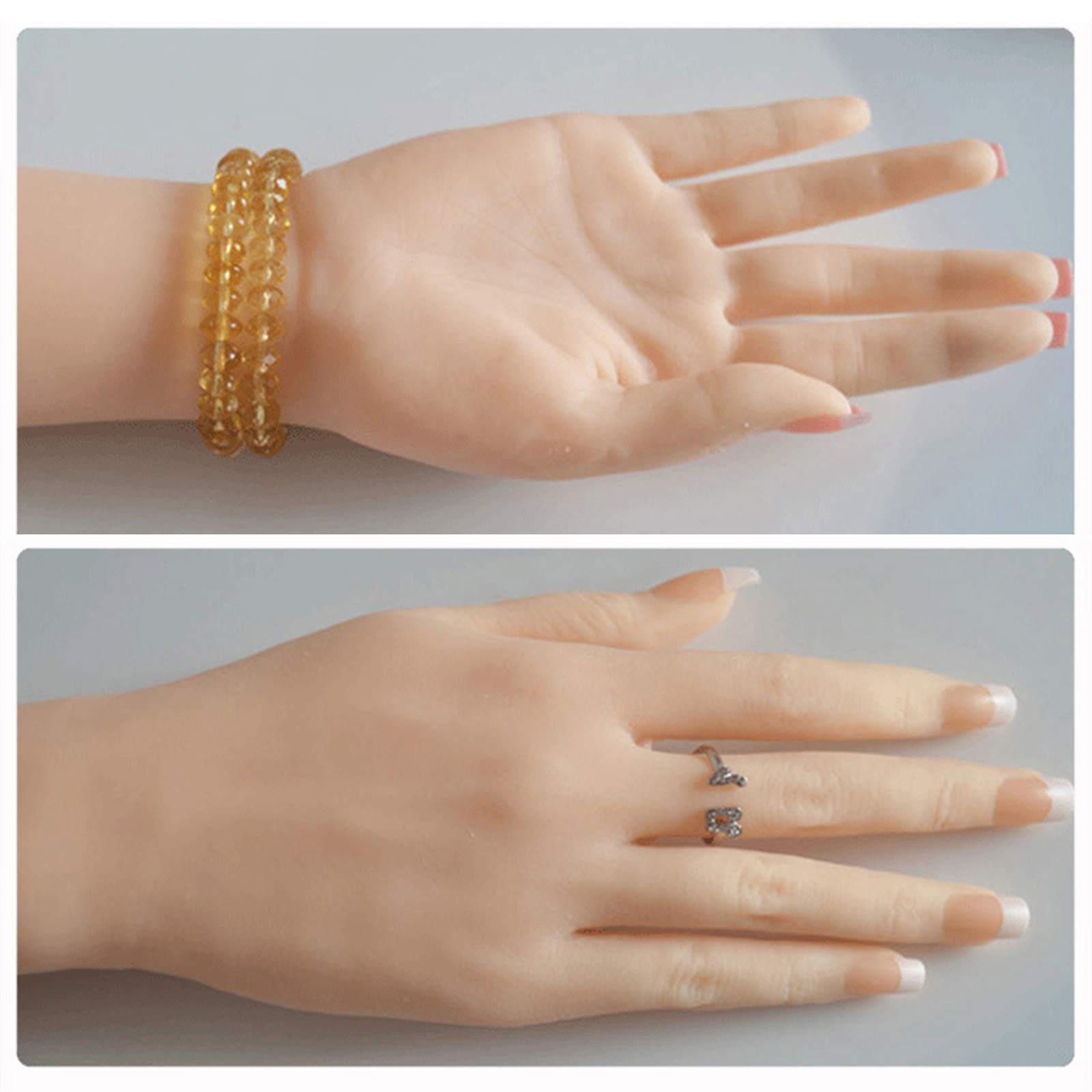 Silikon Naturgetreue Hand, Silikon-Hand-Modell 1 Paar-Silikon-Life-Size weiblich Gefälschte Hände mit Knochen beweglichen Fingern/Handgelenk, realistisches Maniküre-Lehrmodell,A Left