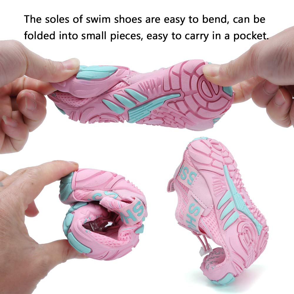 Bambini Scarpe da Spiaggia Ragazze Ragazzi Scarpe da Acqua Scarpette da Surf da Scoglio Water Shoes per Piscina Nuoto Sport Acquatici Sandali Rosa 28 EU