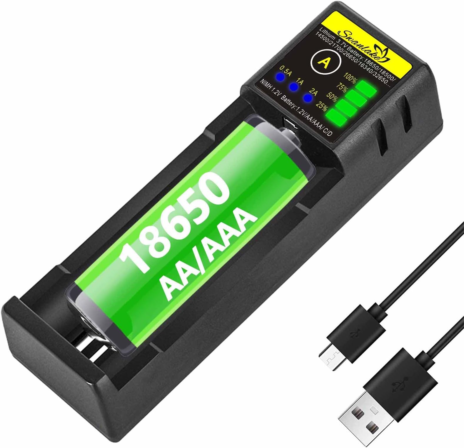 Amazon.com: 18650 Battery Charger AA AAA Fast Charger for 3.7V Lithium ...
