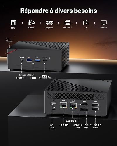NiPoGi AM06 PRO Mini PC, 32GB DDR4, 1024GB M.2 SSD, АMD Ryzen 7 5825U (8C/16T, up to 4.5GHz) Mini Desktop Computer W-11 Pro, WiFi 6, Dual LAN, 4K Triple Display, Micro PC with VESA for School, Office - 7