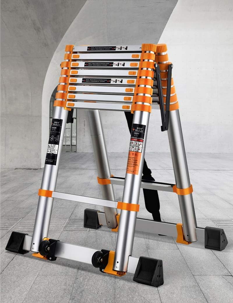 Herringbone Ladder,Multi-Purpose2.3-5.5M Aluminium Portable Telescopic Ladder DIY Extendable A-Frame Ladder Extension Steps 150KG (Size : Herringbone Ladder- 2.7m)