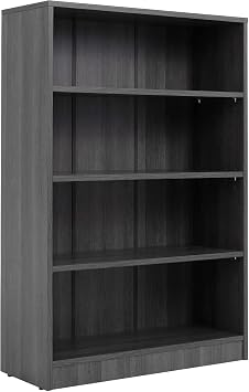 4 Shelves Open Modern Bookcase, 33" L11.6" W48" H Sturdy Wooden Book Shelf with Freestanding Display Storage, Wood Book Case for Study Home Office Library Reading Nook Living Room, Grey