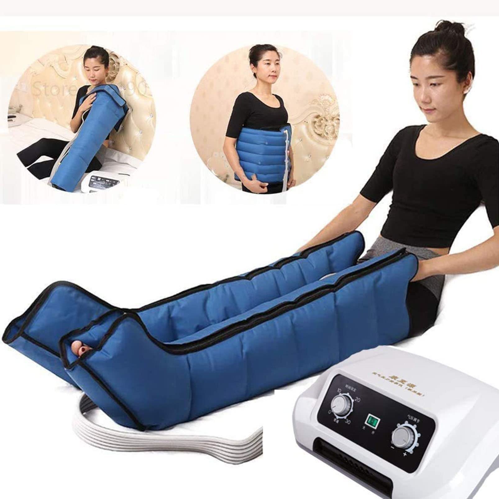 Masajeador De Pies Y Piernas De Compresión De Aire Eléctrico | 6 Cavidades Botas De Presoterapia Drenaje Linfatico Piernas, Maquina Presoterapia para Casa Piernas Y Abdomen