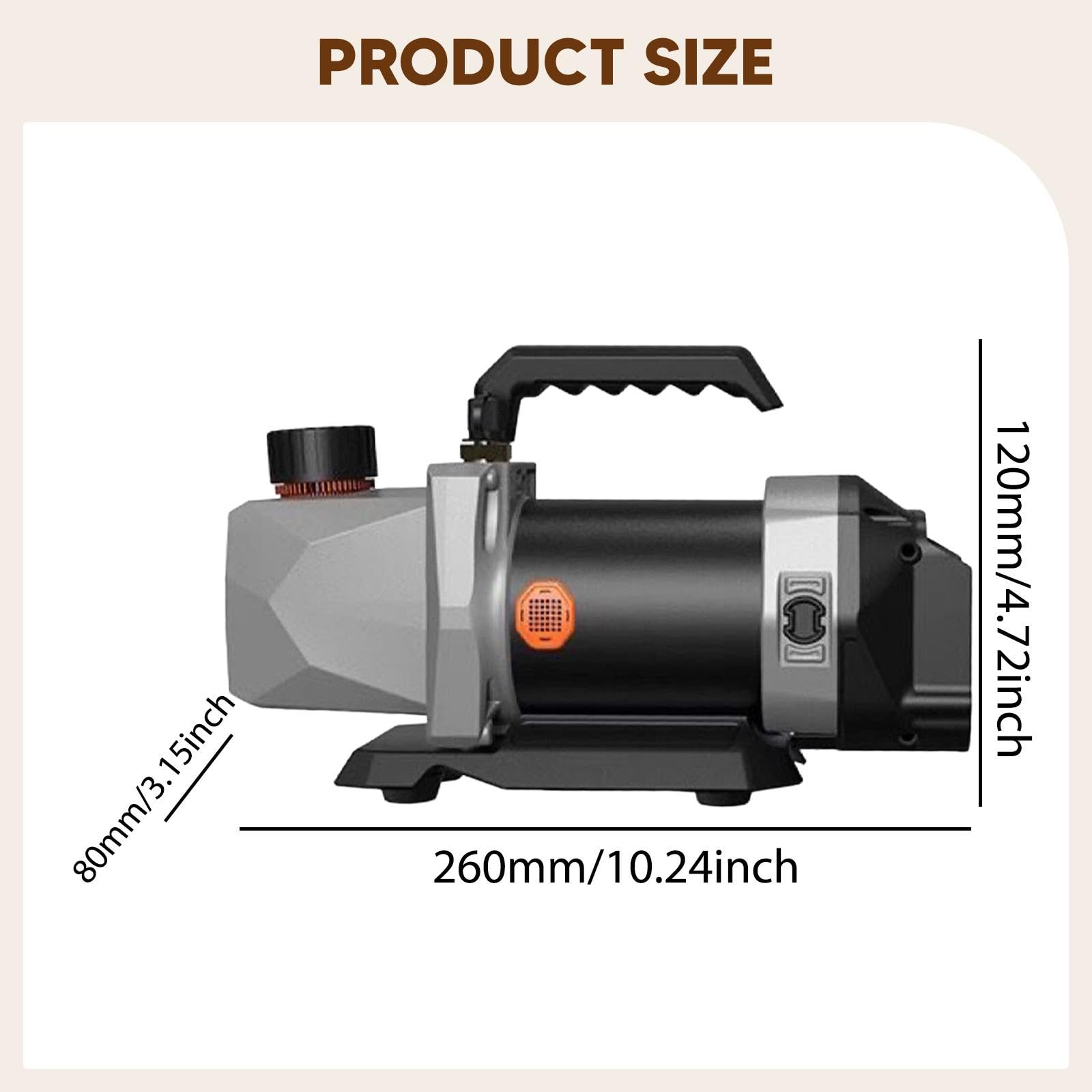 Bomba de Vacío de Aire Acondicionado 18V, Cepillada, 5 Pa Presión Extrema, Repuesto para AC, Motor 1/4HP, Acero Fundido, 10.24x3.15x4.72 Pulgadas