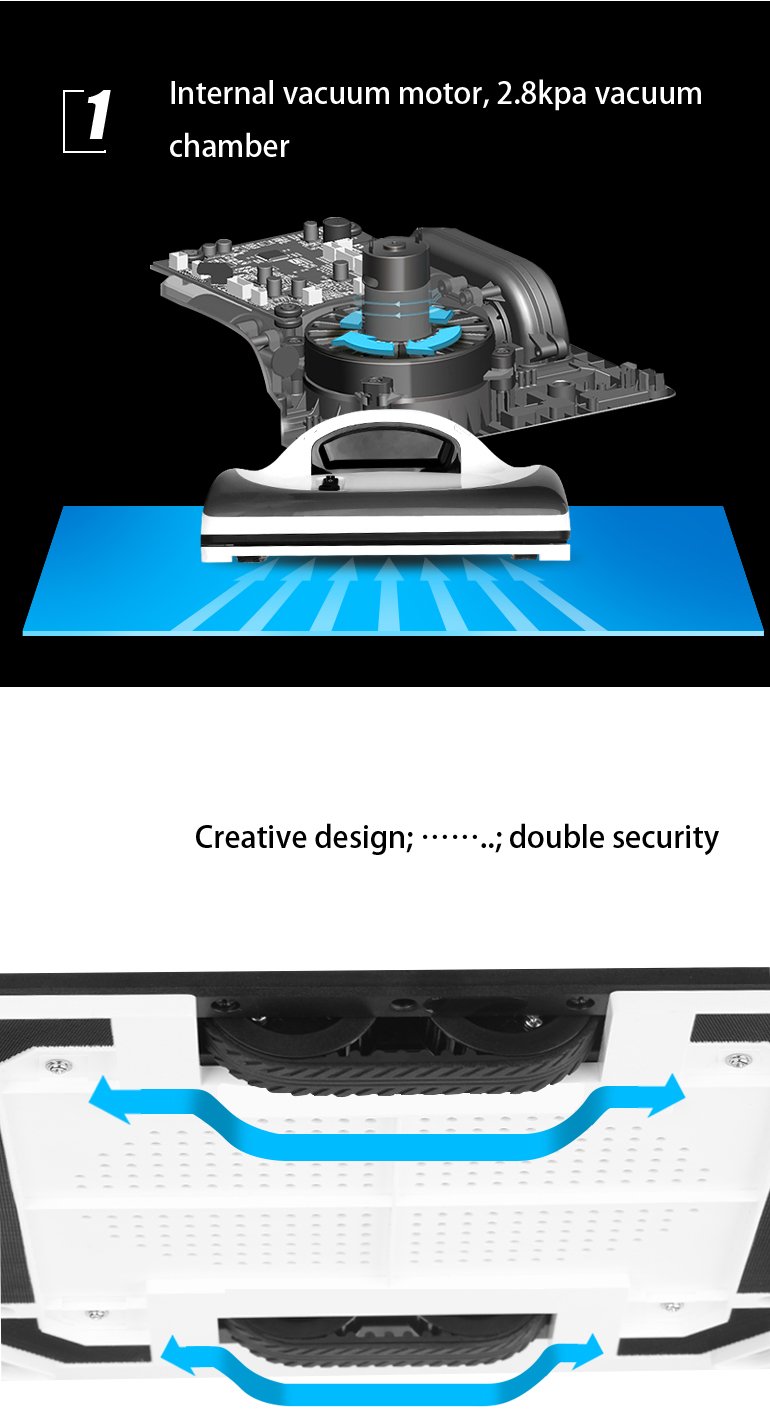 Image illustrating the internal vacuum motor and 2.8kPa vacuum chamber of the Cop Rose X6 robot, showing suction power.