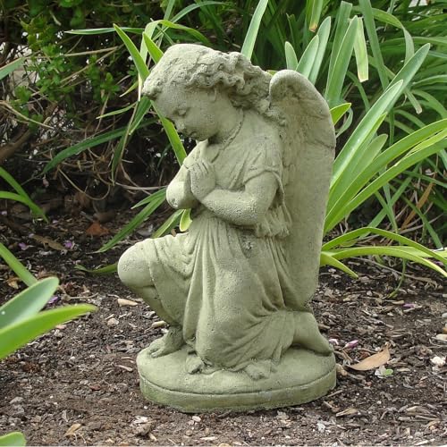Estatua Ángel de Oración Vintage de Piedra Sólida