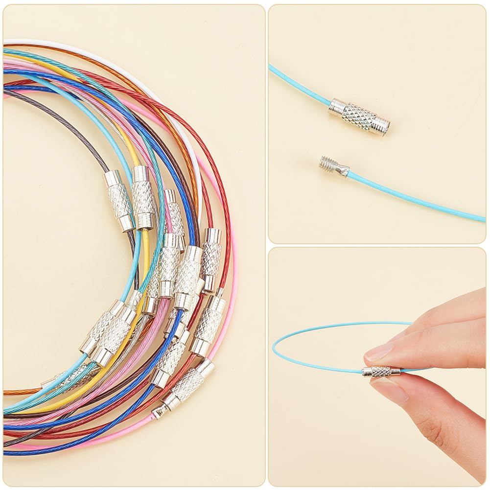PH PandaHall 45 pcs 15 Colors 8 7/8 Inch Memory Wire Bracelet, Steel Wire Cord Bracelet with Screw Clasp Necklace Choker for Bangle Bracelet Jewelry DIY Craft Making - Image 4