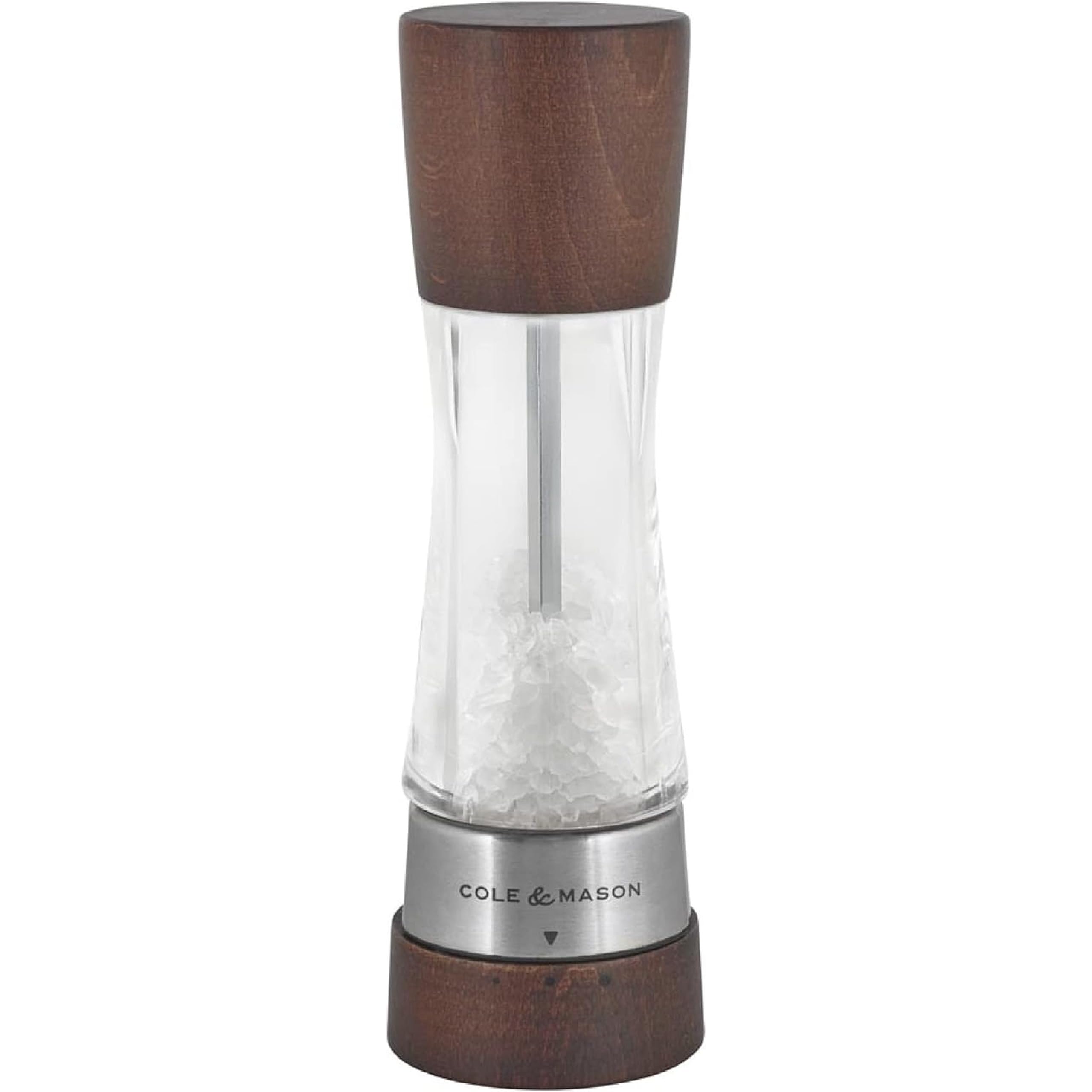 Cole &amp; Mason Derwent Salt Mill - Gourmet Precision Salt Grinder - Refillable Seasoning and Spice Tools - Adjustable Seat, Himalayan and Kosher Salt Grinder Settings - Forest Wood