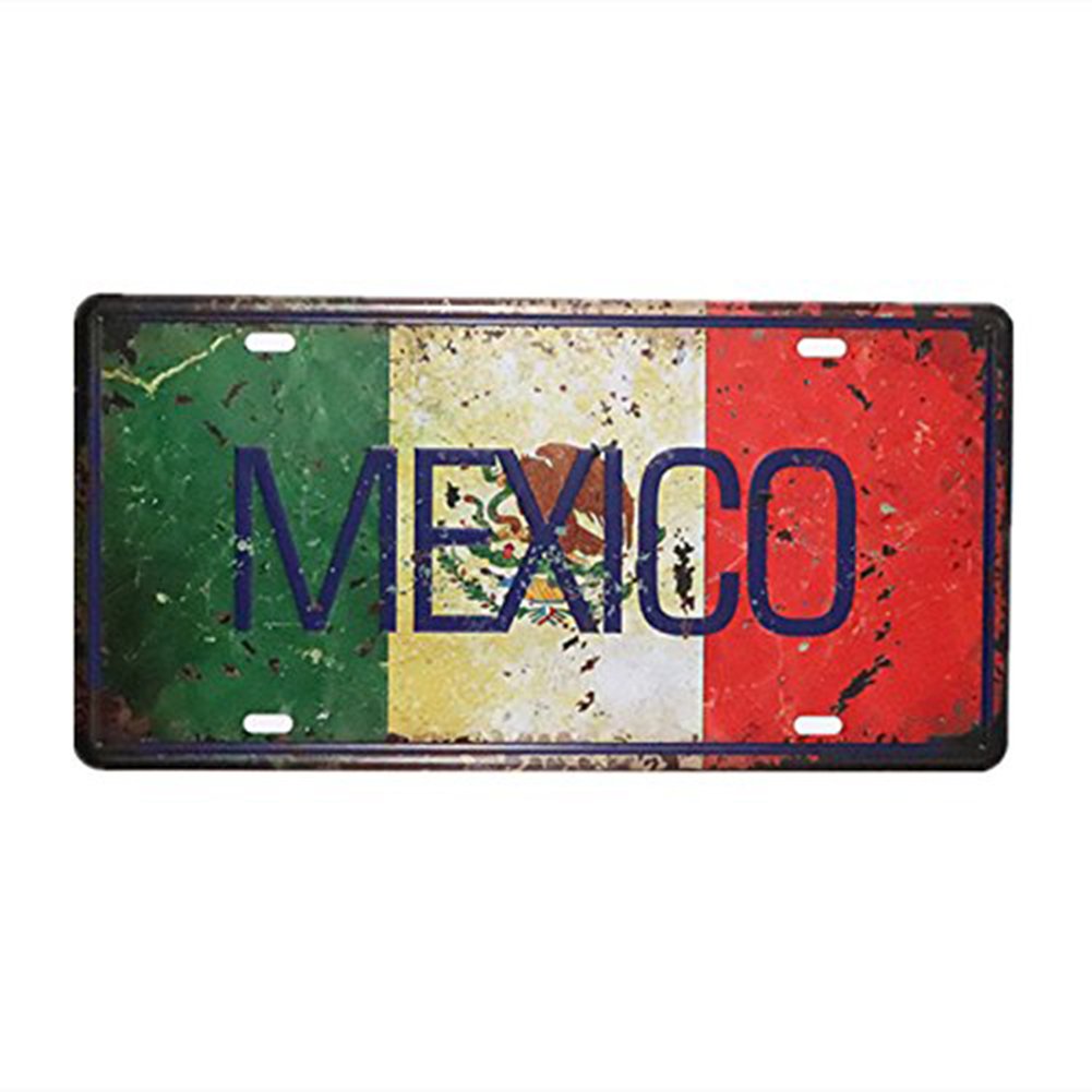 Eureya Mexico License Plate Car Tag Home/Cafe Bar/Pub/Restaurant/Exhibition Wall Decor Vintage Plaque 6"X12" (Mexico)