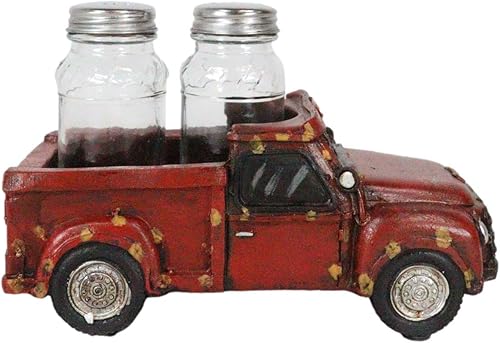 Miniatura 3 de Ebros Gift Estatua clásica de estilo rústico de granja roja para salero y pimentero de cristal, decoración de cocina nostalgia