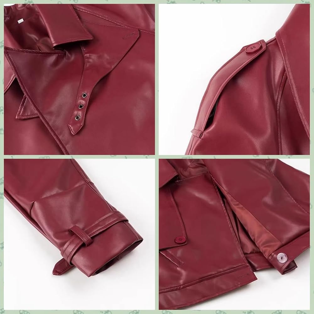 RISCUYY Leather Jacket Women Motorcycle Long Sleeve Button