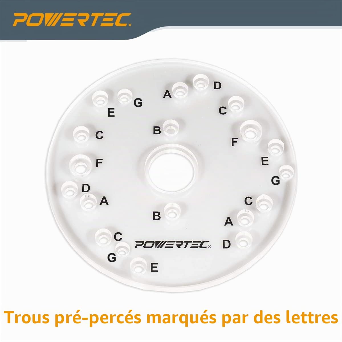 POWERTEC 71369 Plaque de base universelle pour défonceuse avec broche de centrage | 16,5 cm de diamètre, 0,6 cm d'épaisseur | Outil de défonceuse électrique professionnel