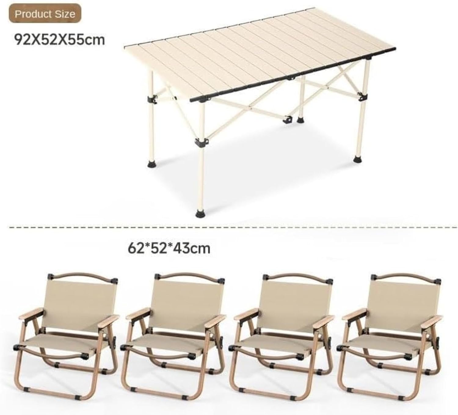 Outdoor Folding Table and Chairs Set Family Travel Picnic Table Wide Seating Surface Portable Carbon Steel Alloy Table，Folding Camping Table