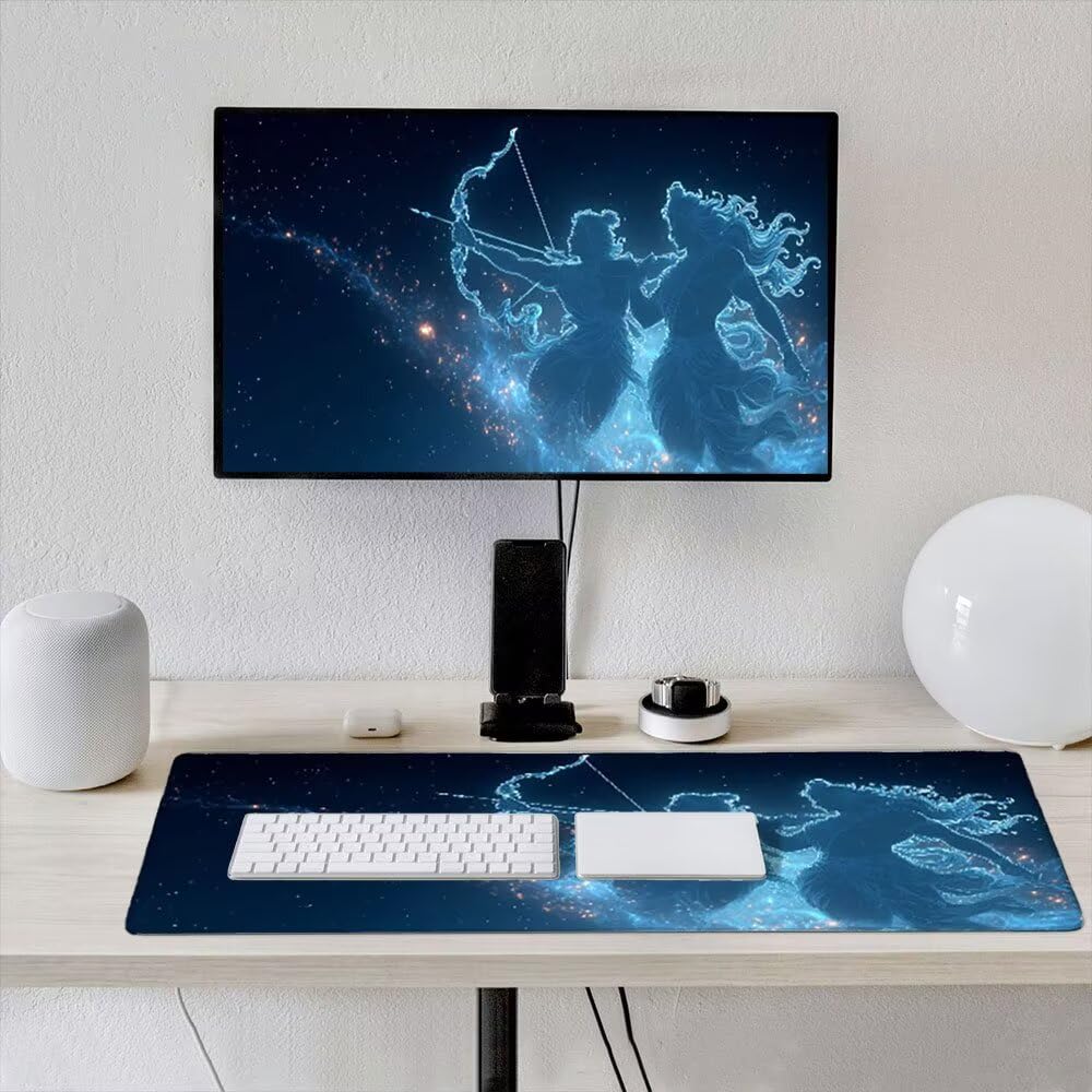 Alfombrilla Ratón XXL Alfombrilla Escritorio 1800x900mm Mouse Pad Mejora la Precisión y la Velocidad con Base de Goma Antideslizante y Bordes Cosidos Duradera (Sagitario De La ConstelacióN) xR8-854