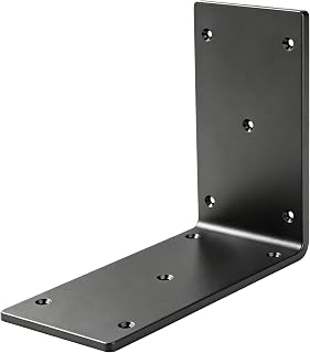 4 Pack 6" x 6" x 2-3/8" Black Steel L Bracket, Heavy Duty Corner Brace