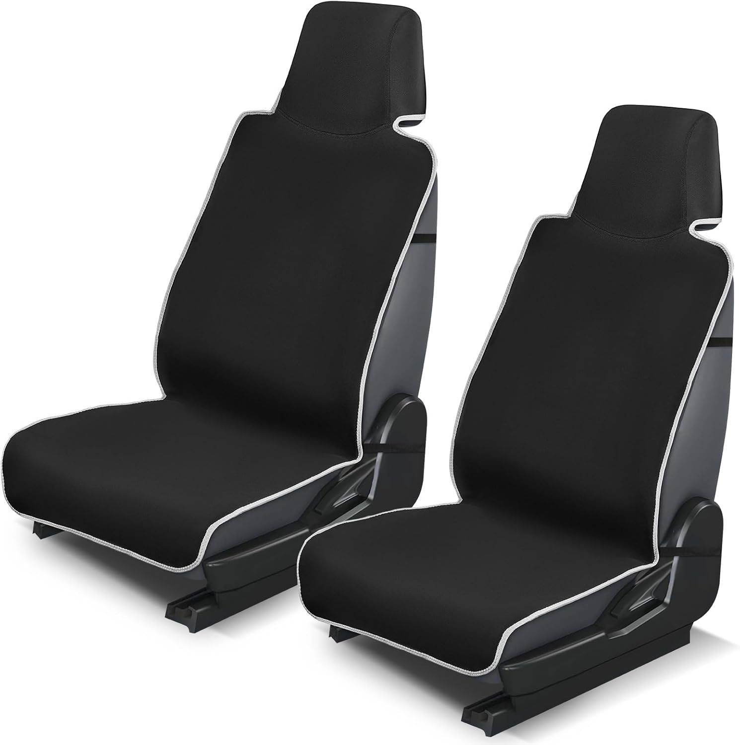 Neoprene Car Seat Cover Waterproof Front Seat Protector for Dogs and Gym Use,Universal Fit Heavy Duty Bucket Seat Cover 2 Pack for SUV Truck(15.3"x 41.5"in,2-Pcs with Seat Belt Cover)