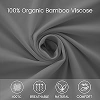 Vista 3 de JSELF Juego de sábanas de viscosa de bambú tamaño matrimonial, 4 piezas, 100% viscosa de bambú orgánico, percal de 400 hilos, refrescante y Gris