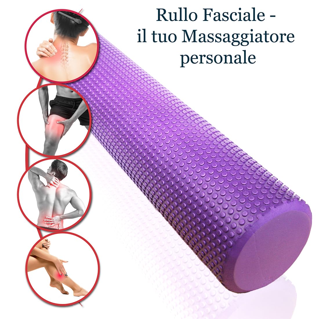 Foam Roller Trigger Point EVA Ø9,5x40cm; Rullo Massaggio Muscolare Pilates; Tubo Scrocchia Schiena Crack Attrezzi; Rollo di Schiuma Massaggiatore Stretching