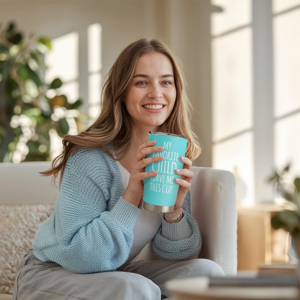 SANDJEST Mom Tumbler Gift for Mom from Son, Daughter - My Favorite Child Gave Me This Cup 20oz Insulated Travel Mug - Awesome Mother's Day, Birthday, Christmas Tumblers Gifts Idea for Moms - Image 7