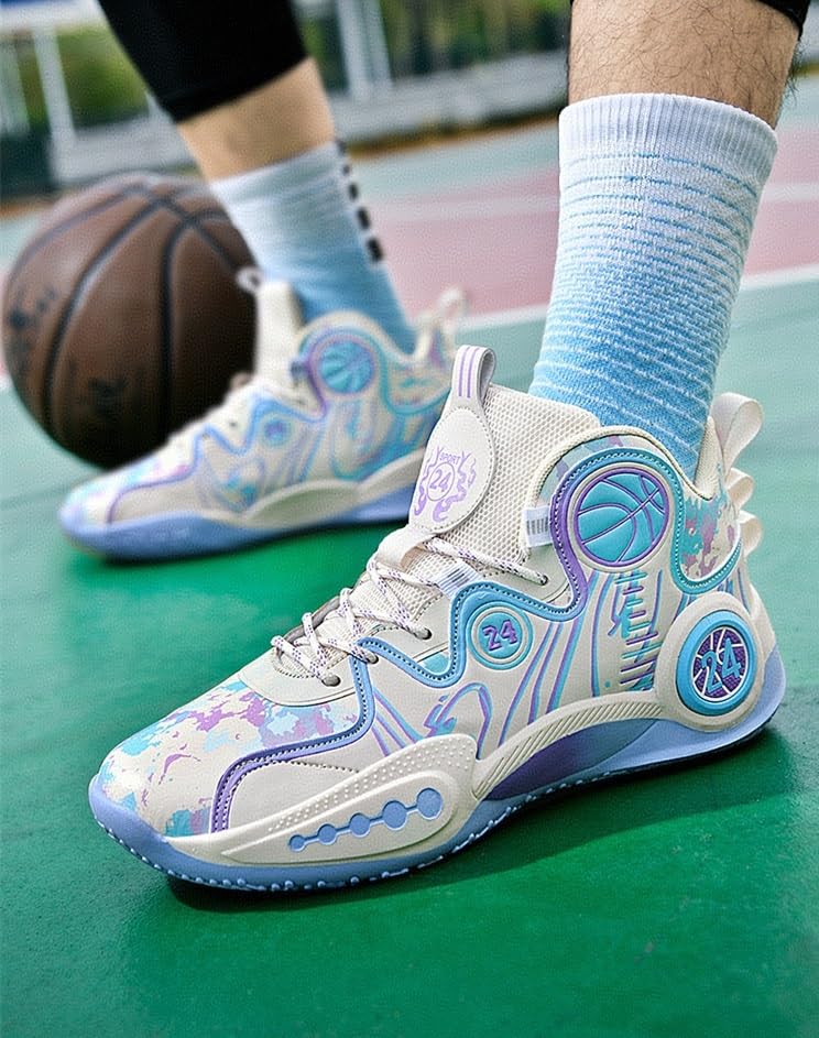 Genérico Zapatillas de Baloncesto caña Alta for Hombre, Ligeras, Antideslizantes, Resistentes al Desgaste, con Agarre Amortiguador, Zapatillas Deportivas Entrenamiento Zapatos para Caminar