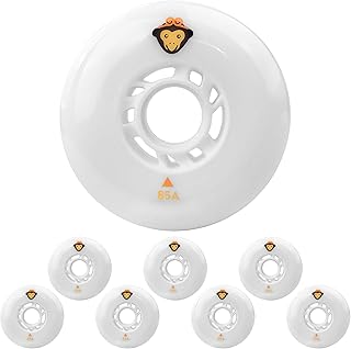 8 Ruedas de Patines en línea 85A de Alto Rebote, 72 mm y 76 mm, Color Blanco, para Slalom, Patinaje sobre Asfalto y hormigón.