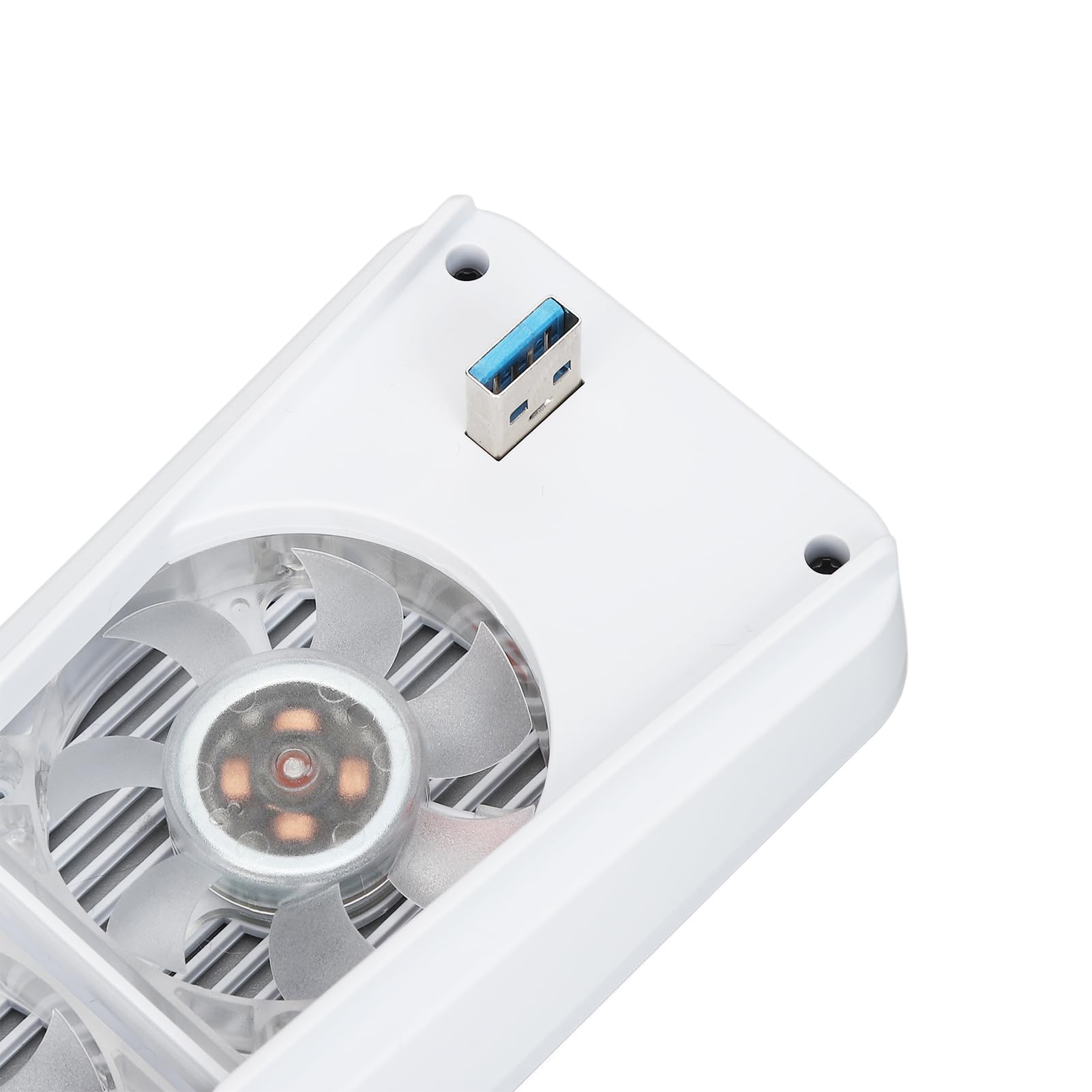 Ventola di Raffreddamento Console per PS5, Ventola Silenziosa per PS5 Aggiornata con 3 Ventole e HUB USB Extra, Effetto Lampada Blu, per Console di Gioco PS5 (WHITE)