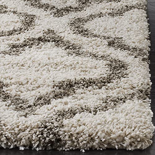 Image of Super Ultra Modern Soft Shaggy Handcrafted Anti-Skid Silk Touch Carpet, Size 9x12 Feet, Color Cream & Beige