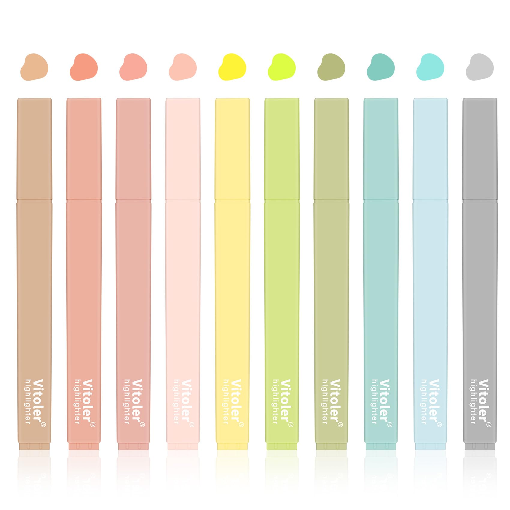 Vitoler Bible Highlighter Pens with Soft Chisel Tip, Aesthetic, Smudge-Free, Quick Dry, Easy to Hold, Cute Highlighters for School Office Supplies 10 Pack