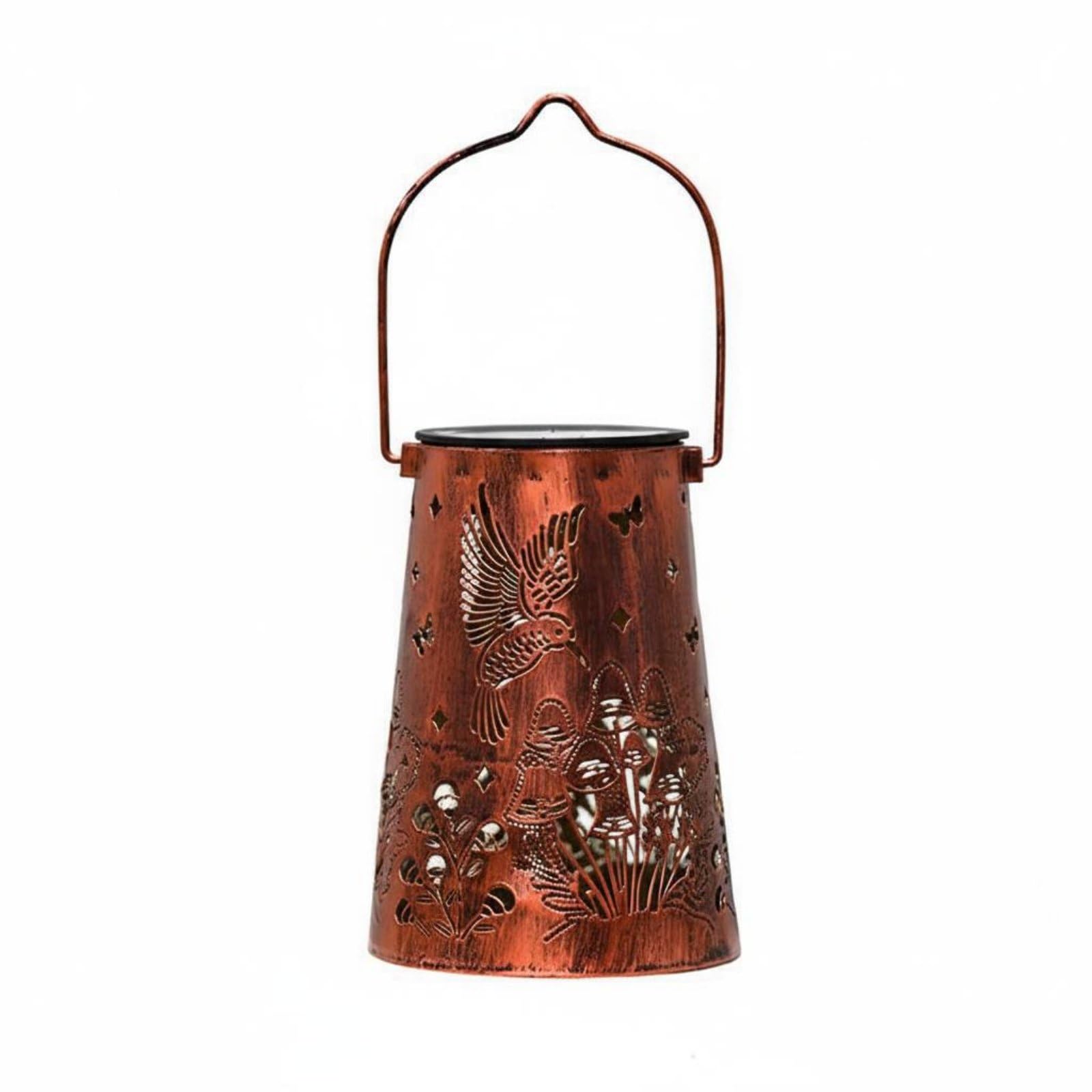 BNF®Automatic On/Off Hummingbird Pattern Solar Garden Lantern – Weather‑Resistant Wrought Iron Hanging Light for Patio, Yard & Balcony-image-46