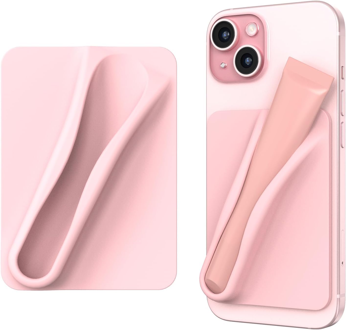 JDIRECT Lip Balm Holder for Phone, Strong 3M Adhesive Stick-On, Silky Silicone, Easy Grip, Compatable with iPhone & Android (Pink)