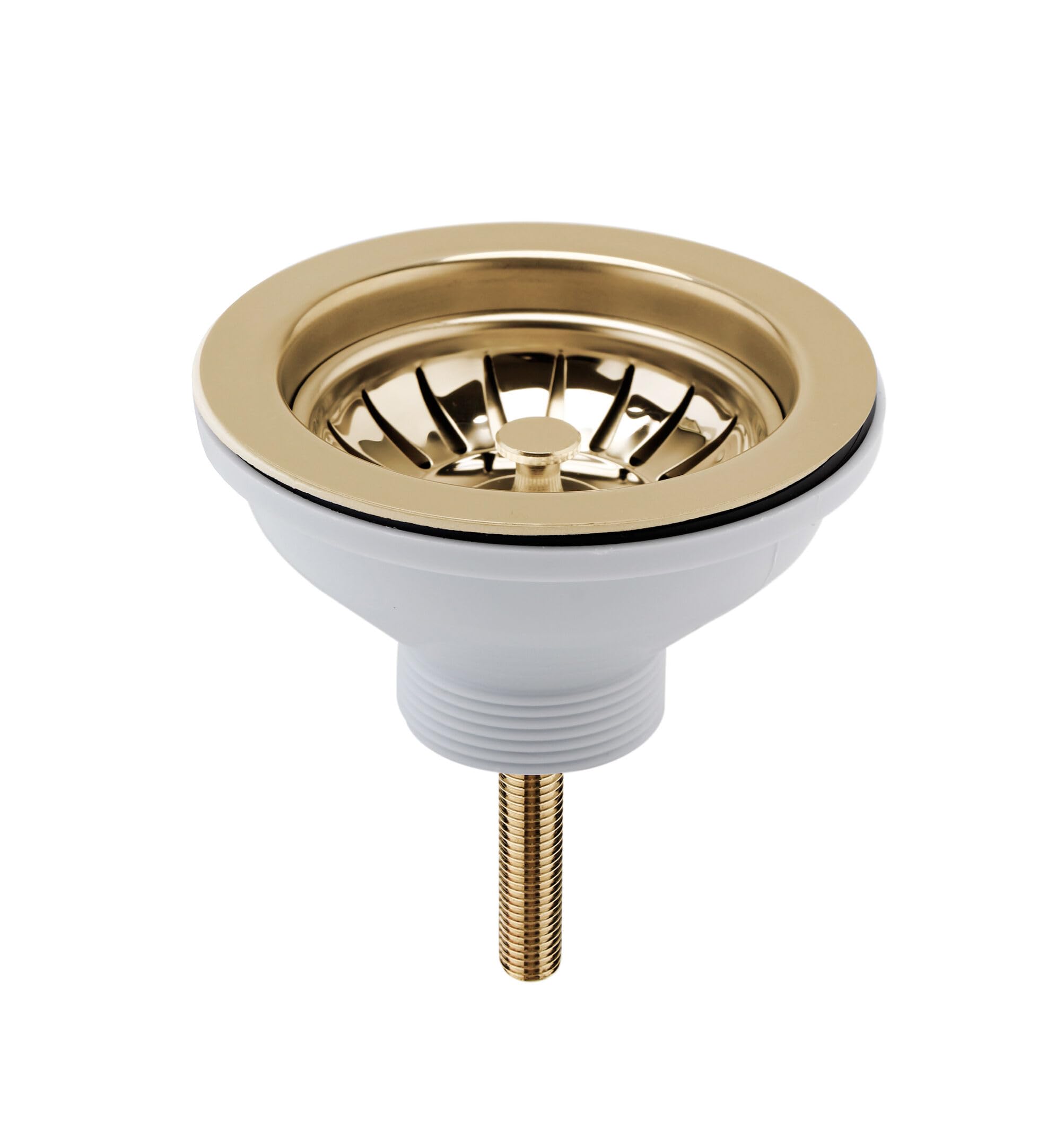 Balterley Brushed Brass Kitchen Sink Waste Kit With Basket Strainer, 1 1/2 Inch Sink Waste Pipe, Stainless Steel Basket Strainer, 90Mm Standard Fittings - 115 X 115 X 63Mm (Brushed Brass)