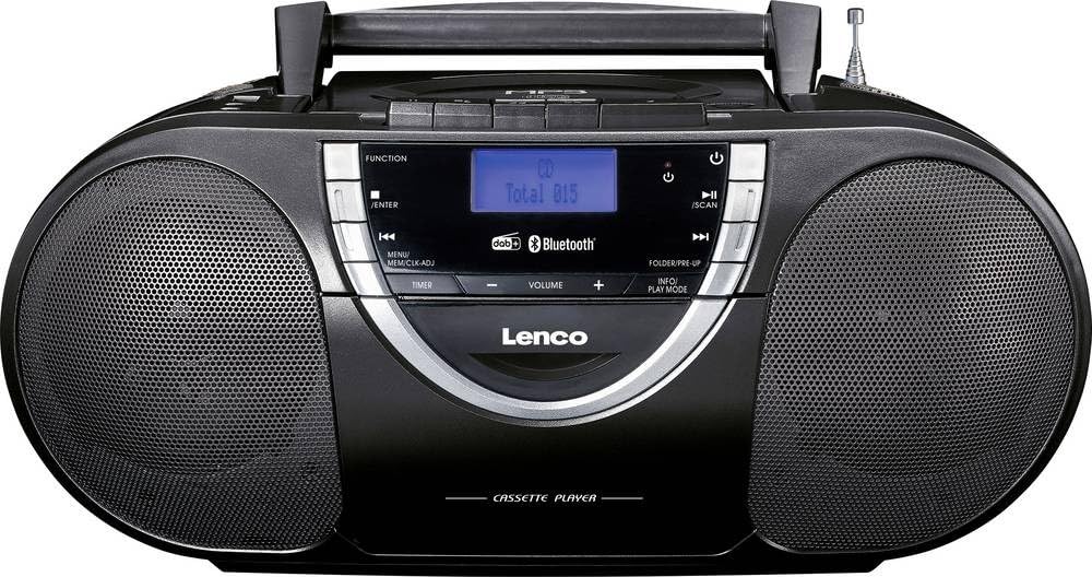 Lenco SCD 6900 - Radio portatile DAB+ DAB+ - Bluetooth - Radio FM - Boombox con lettore CD/MP3 - lettore cassette - Ingresso USB - AUX-In - Jack per cuffie da 3,5 mm - Nero