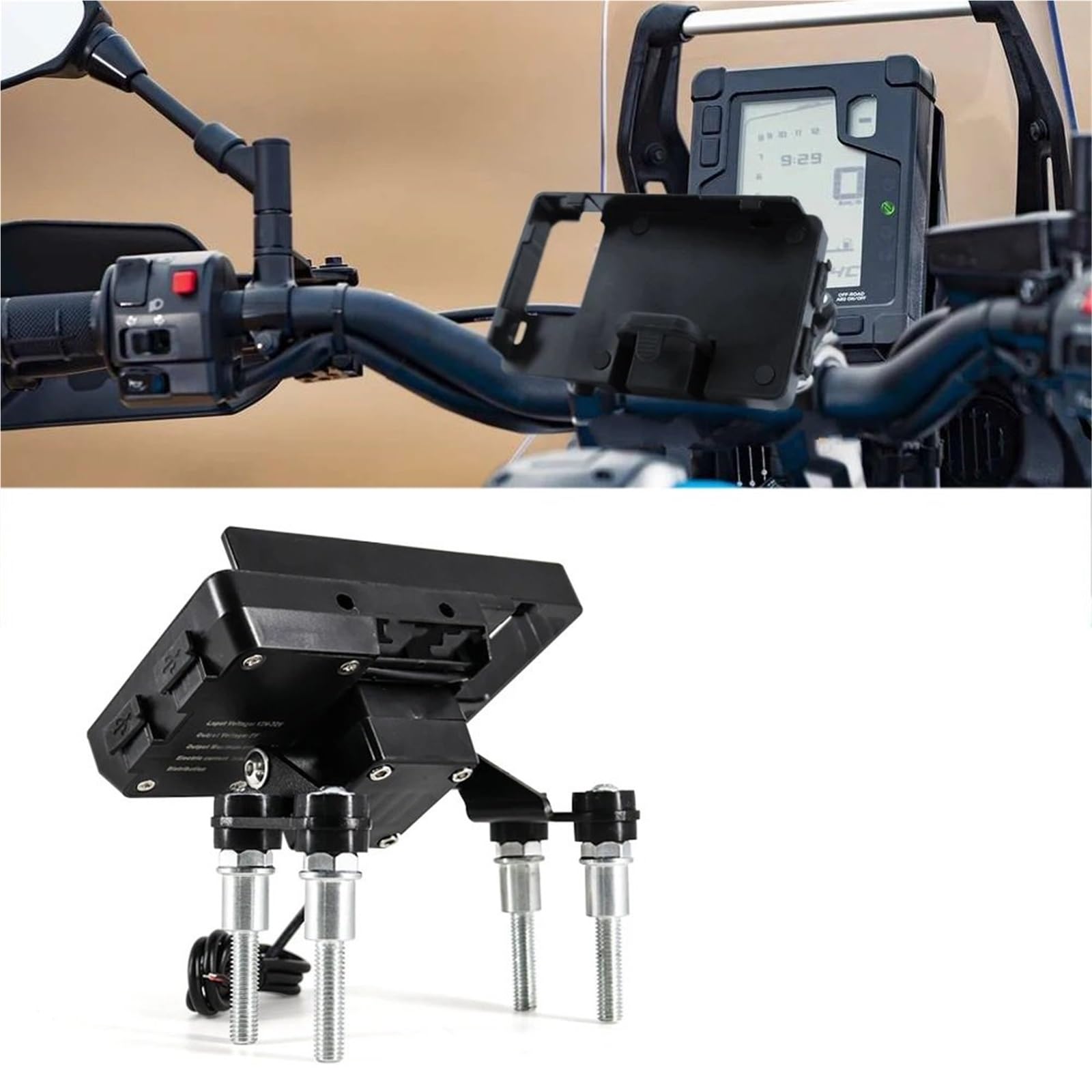 Motocyklowy uchwyt nawigacyjny GPS Uchwyt na kierownicę motocykla, telefon komórkowy, płyta nawigacyjna GPS, pasuje do Yamaha Tenere 700 T7 T700 XT(Combination)