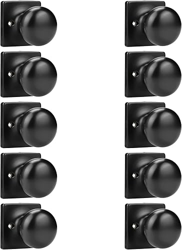 Miniatura 9 de GOBEKOR Paquete de 8 perillas para puerta de paso, perillas interiores para puerta de armario color negro mate con cerradura, perillas de puerta