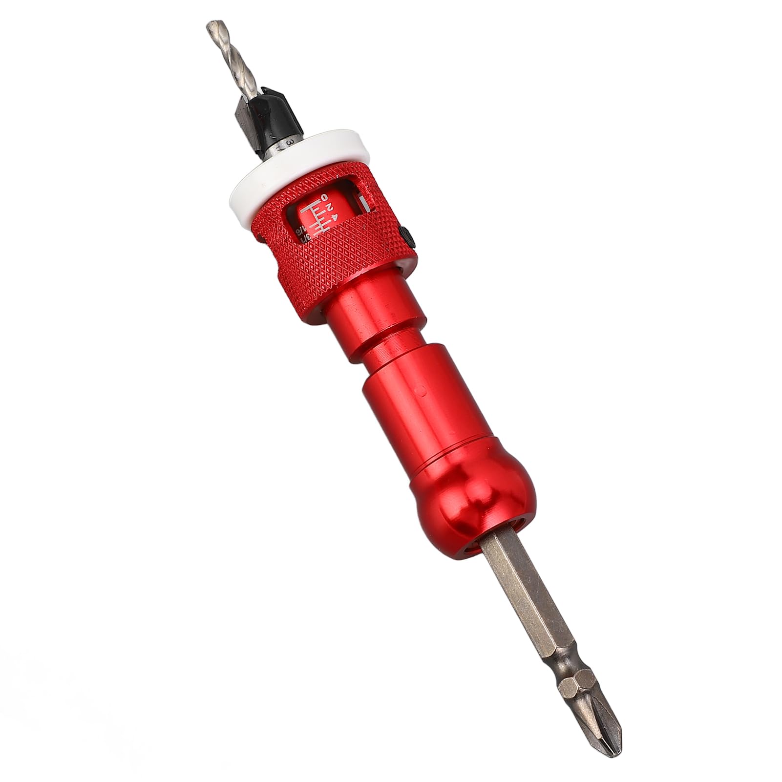 Senkbohrer-Set für Holz, 82°‑Hartmetallspitze, Vorbohrungs‑Satz mit einstellbarem Tiefenanschlag, 5‑teiliges HSS‑Holzbohrerset für Hand‑ und Elektrobohrmaschine