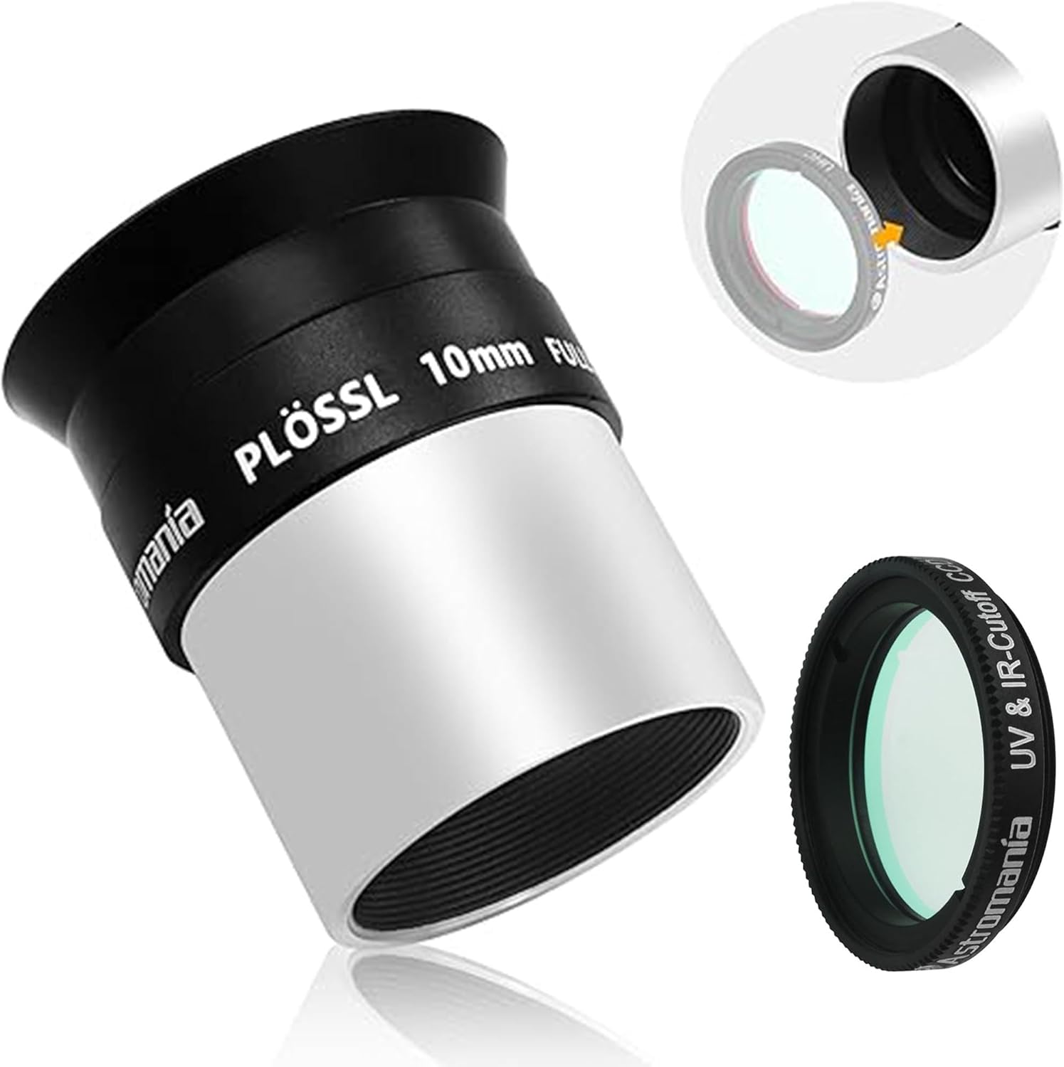 Astromania 1.25" IR/UV Blocking Filter - Bundle with - 1.25" 10mm Plossl Telescope Eyepiece