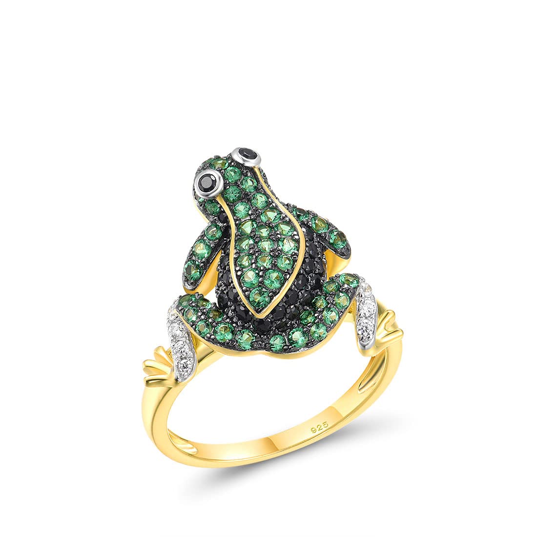 Santuzza925 Sterling Silver Frog Gold Plated Ring for Women
