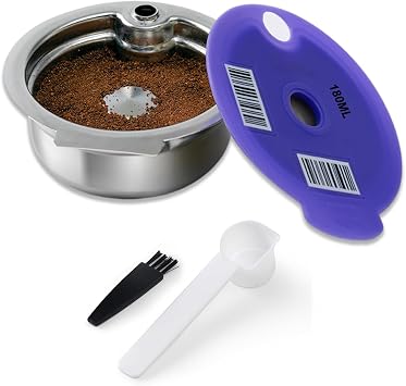 Reusable Coffee Capsules for Bosch Tas, 180ml 304 Stainless Steel | Refillable Coffee Pods with Silicone Lid and Universal Barcode, Compatible with Happy/Vivy/Suny/My Way