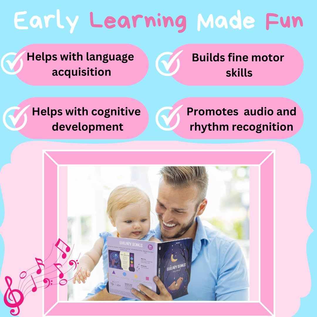 Musical Book for Toddlers with Lullaby Songs, Interactive Toy, Twinkle, Twinkle Little Star, Sing Along, Montessori Sound Book for Young Kids, Nursery Rhyme Book for Babies