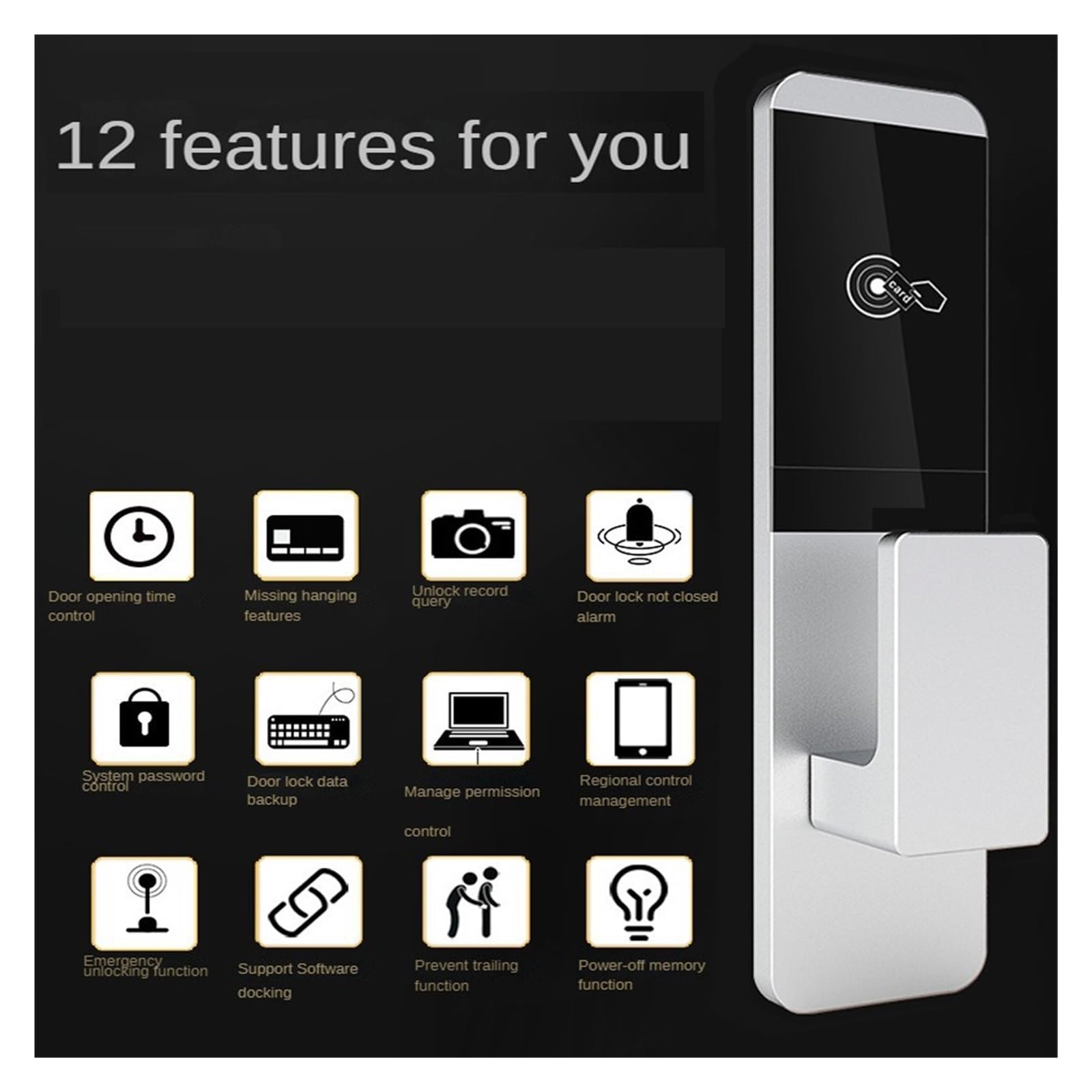 Smart Home Hotel Inteligentny zamek do drzwi Mieszkanie Wynajem pokoju Homestay Wielofunkcyjna karta elektroniczna Indukcyjny zamek elektroniczny Inteligentny zamek do drzwi (Size : Upgrade-White)