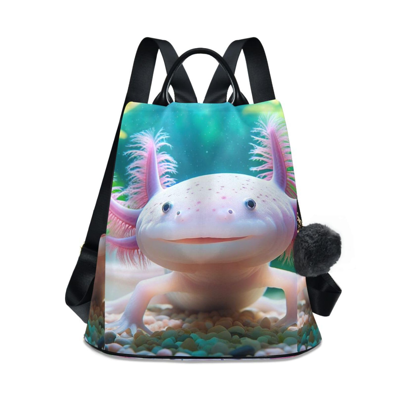 Mochila de axolote para mujer con bolsillo antirrobo trasero 8