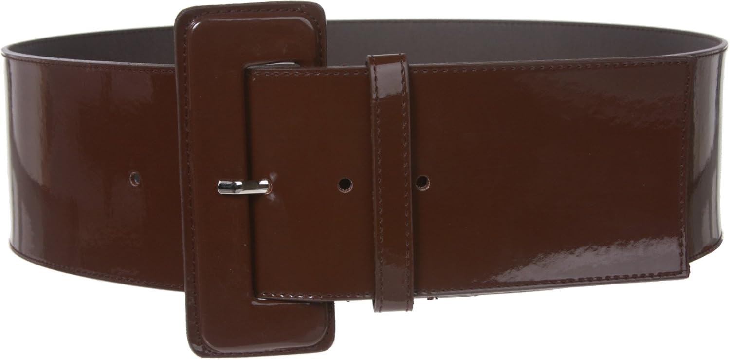 Ladies High Waist Wide Patent Fashion Plain Leather Belt