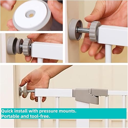 Miniatura 3 de Puerta de seguridad para bebés y mascotas de 29 a 57 pulgadas, puerta de metal de 30 pulgadas de alto para puertas y escaleras, fácil de abrir con