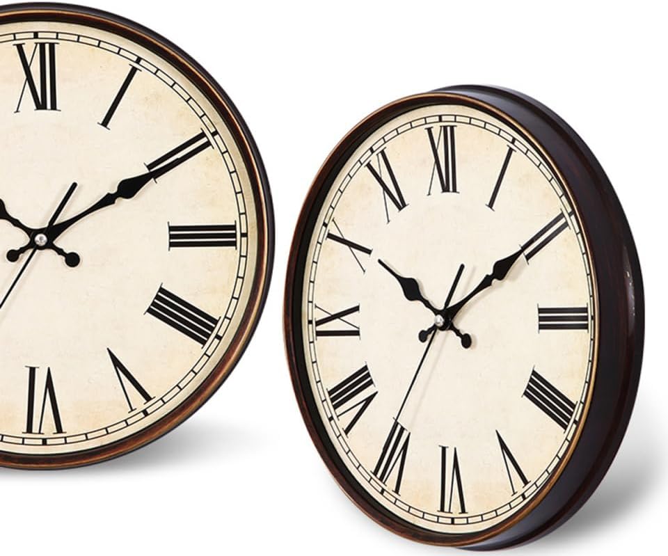 ORFOFE 11-Inch Vintage European Wall Clock Silent Quartz Movement Roman Numeral Dial Large Decorative Wall Clock for Living Room Bedroom Kitchen