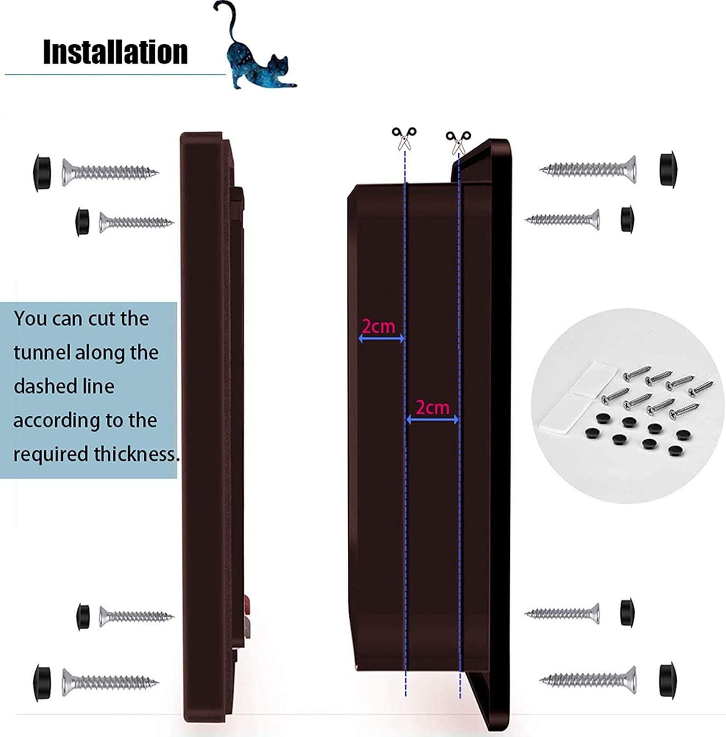 Cat Door Hua Pet Door/cat Flap Easy to Install, with Four-Way Locking, Transparent Free Entry and Exit Flap Door for Glass Door Window and Wall, 3 Sizes (Size : Medium)