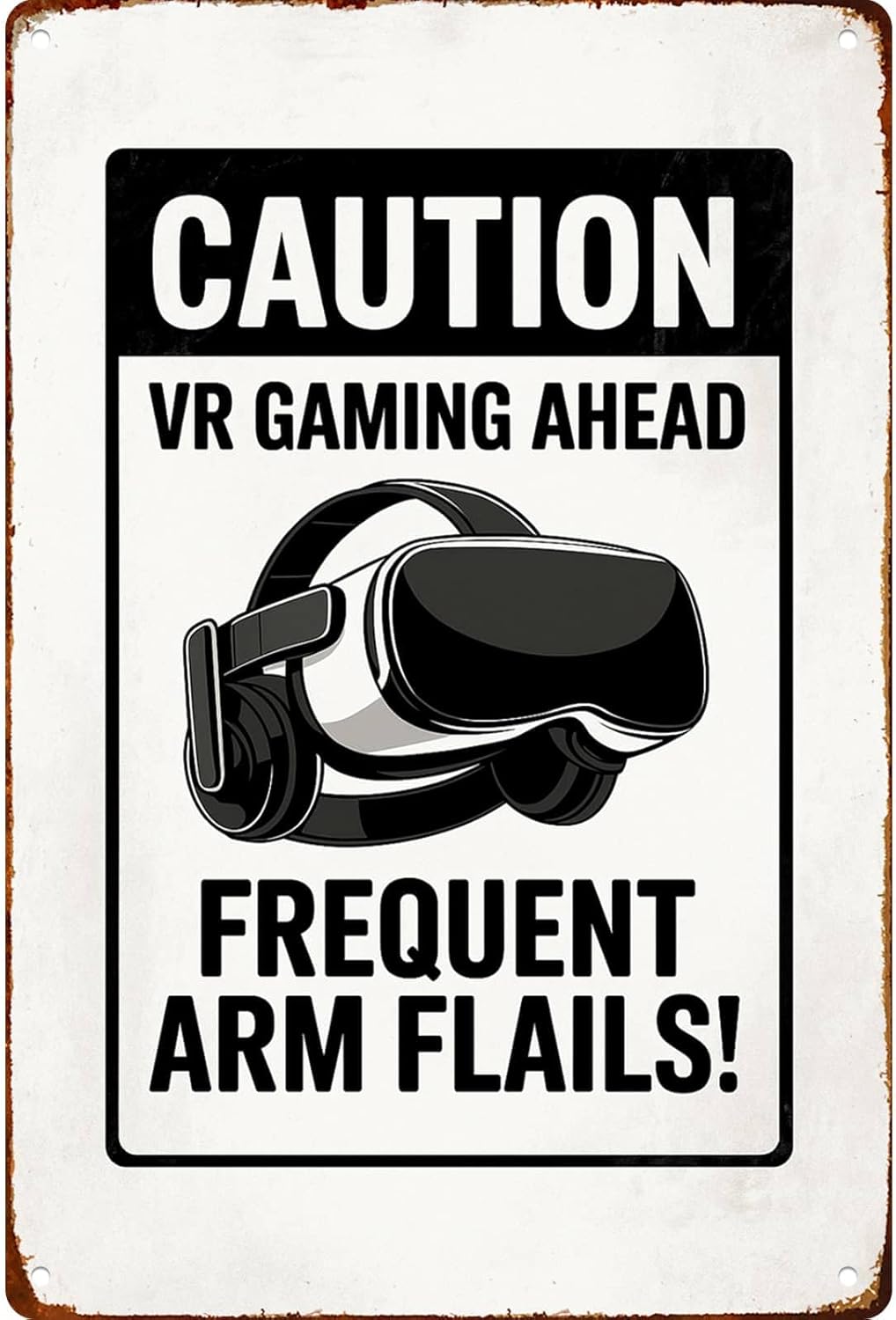 Vr Gaming Caution Virtual Reality Gamer Vintage Funny Wall Decor Retro Metal Sign Poster for Garage Man Cave Bathroom Bedroom Farm Inspirational Popular Wall Art 8x12 Inch Signs Posters