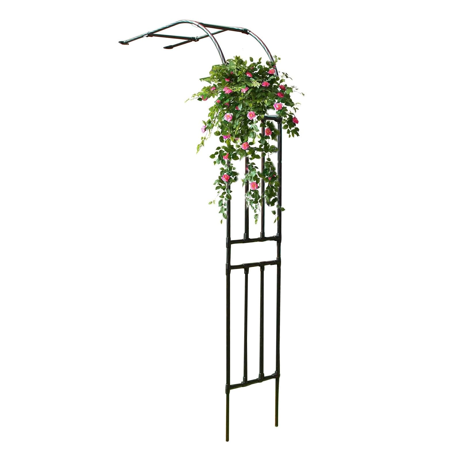 Arche de jardin demi-face en acier noir 240x240cm pour pergola et mur