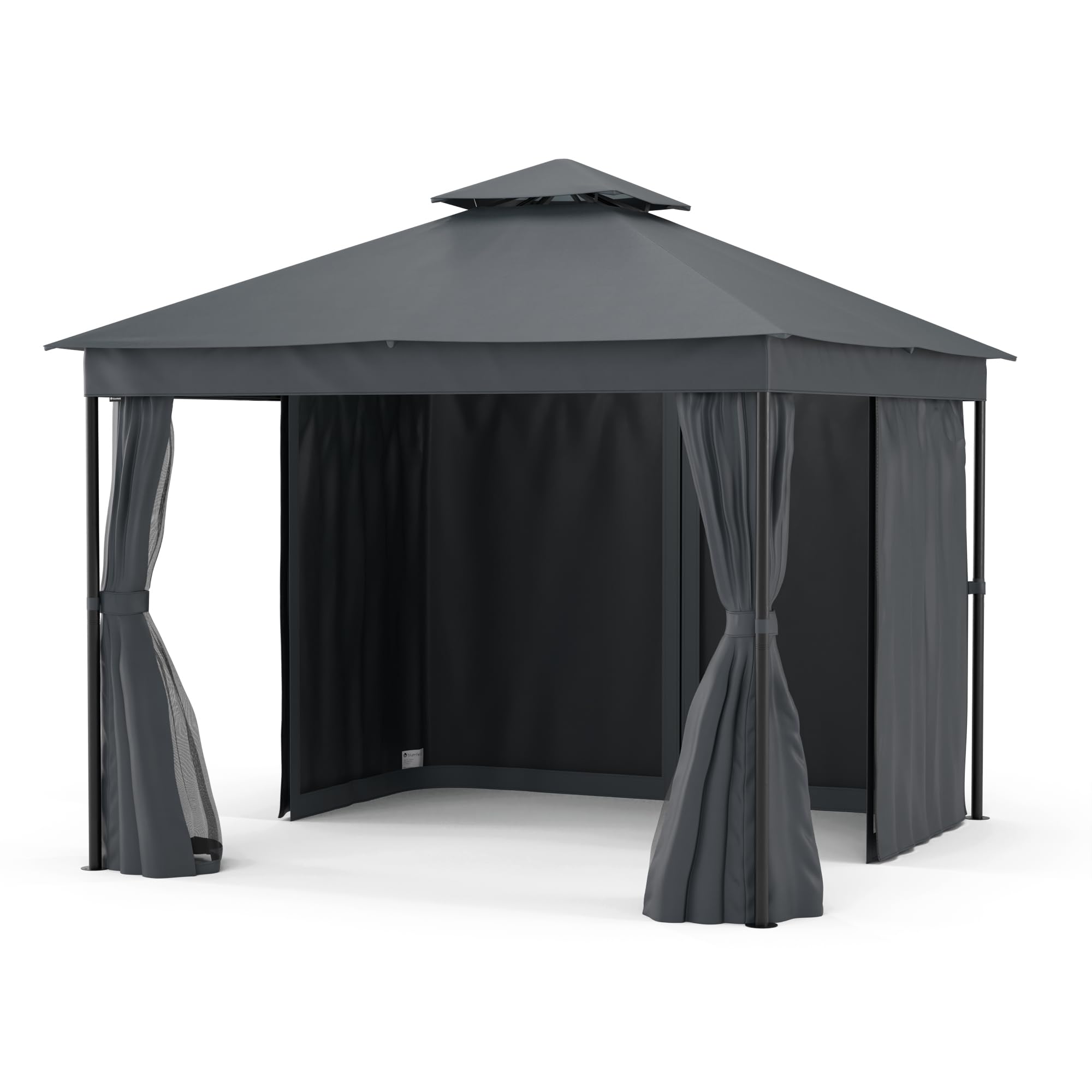Blumfeldt Gray Mondo Dual Gazebo 3X3 With Double Roof And Mosquito Nets